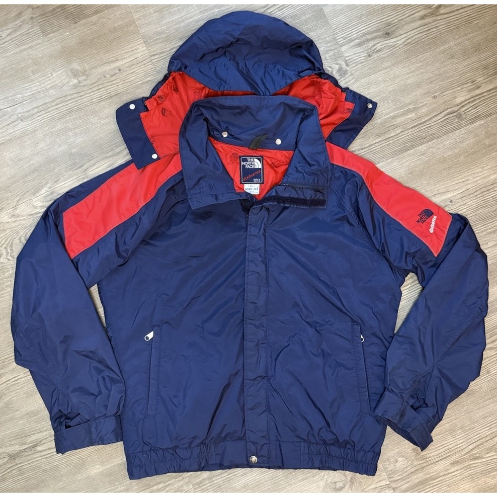 Vintage The North Face Extreme Gore-Tex Jacket XL USA Made Hooded Blue Red 90s